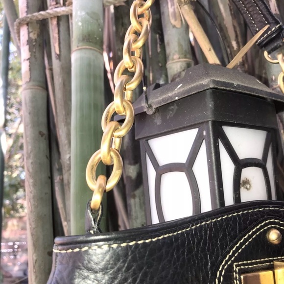 Shoulder Leather Bag With Heavy Metal Strap By Maxx New York. - Picture 5 of 6